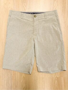 PGA Tour Golf Beige Khaki Heather Flat Front Performance Shorts 9.5 inseam 32